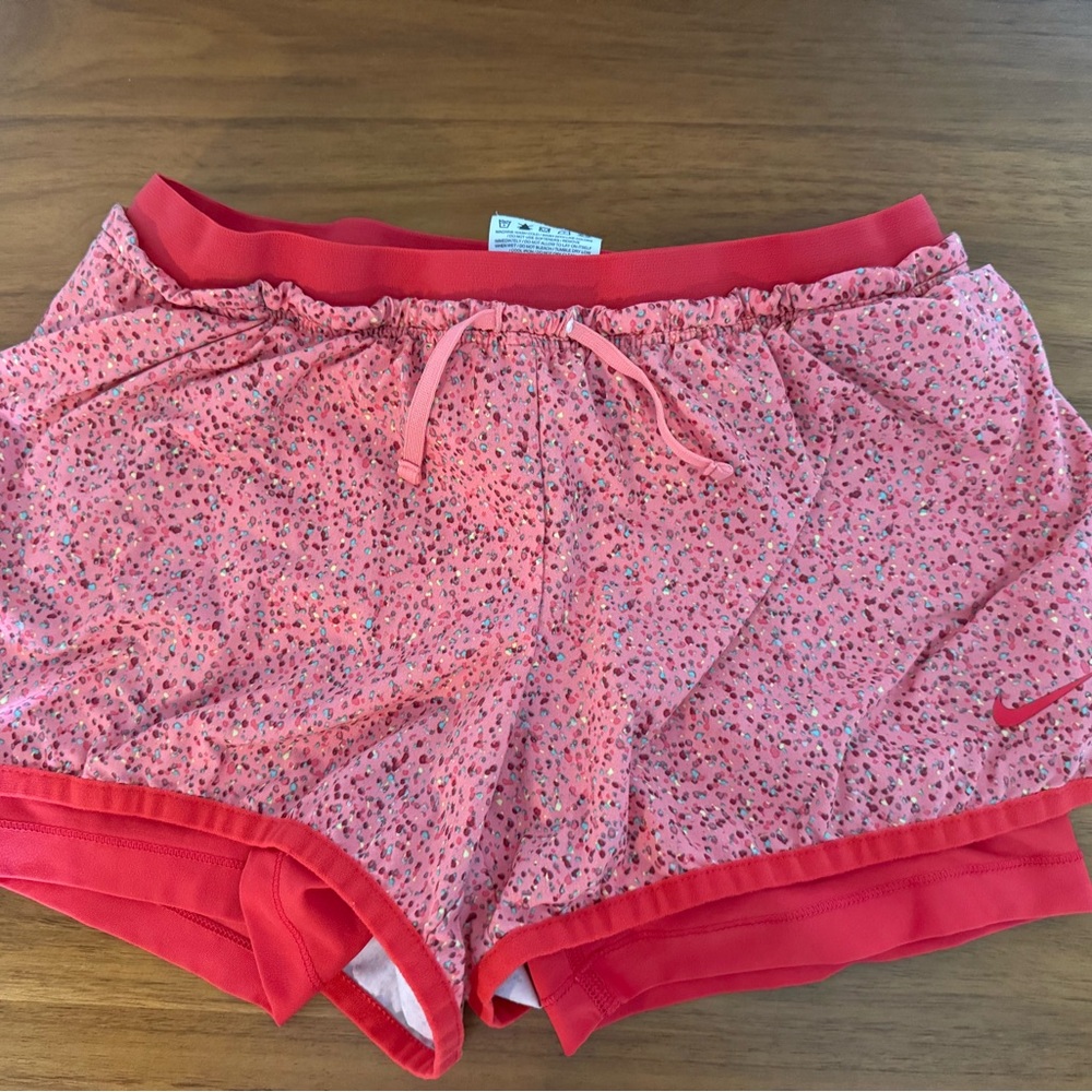 Nike Speckled Pink and Red Women's Athletic Shorts